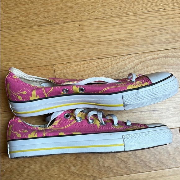 Converse Pink and Yellow Floral Sneakers - Picture 3 of 5
